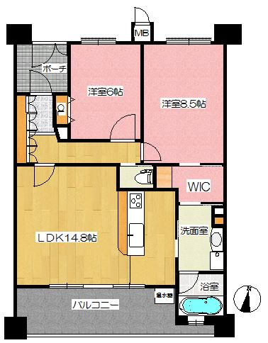 Floor plan. 2LDK, Price 19,800,000 yen, Occupied area 69.93 sq m floor plan