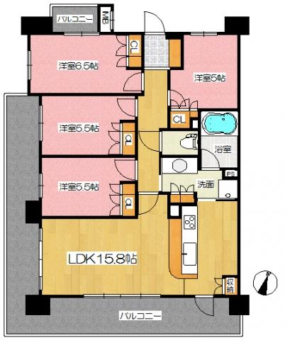 Floor plan. 4LDK, Price 22,800,000 yen, Occupied area 80.87 sq m floor plan