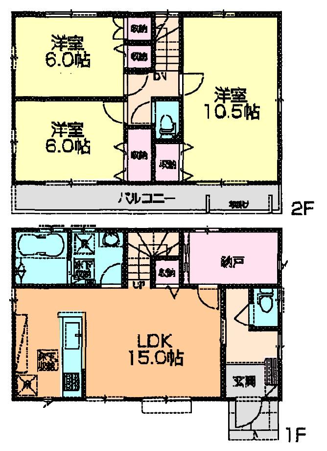 Floor plan. (Building 2), Price 30,900,000 yen, 3LDK+S, Land area 132.23 sq m , Building area 94.4 sq m