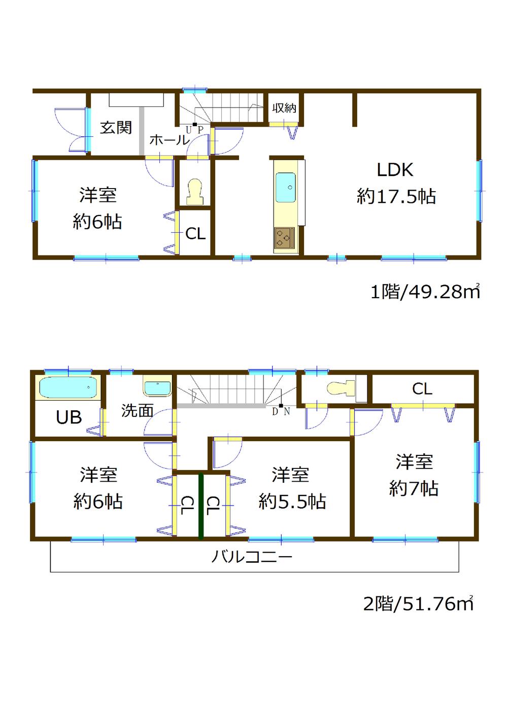 Floor plan. (1 Building), Price 32,800,000 yen, 4LDK, Land area 116.69 sq m , Building area 101.04 sq m