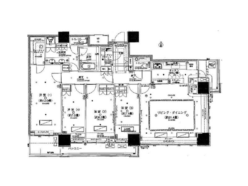 Floor plan. 4LDK, Price 260 million yen, Footprint 143.35 sq m , Balcony area 19.52 sq m