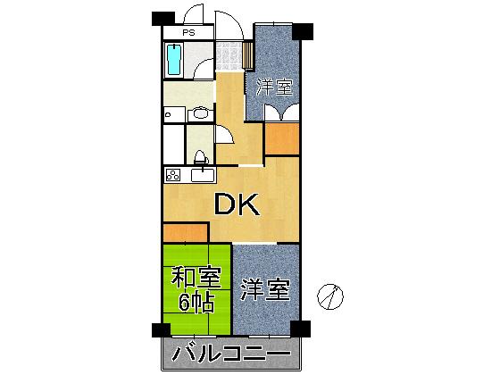 Floor plan. 3LDK, Price 12.9 million yen, Occupied area 61.22 sq m , Balcony area 8.1 sq m