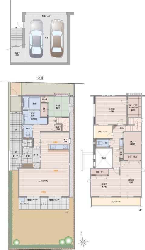 Floor plan. (B Building), Price 78,570,000 yen, 4LDK+S, Land area 174.57 sq m , Building area 180.04 sq m