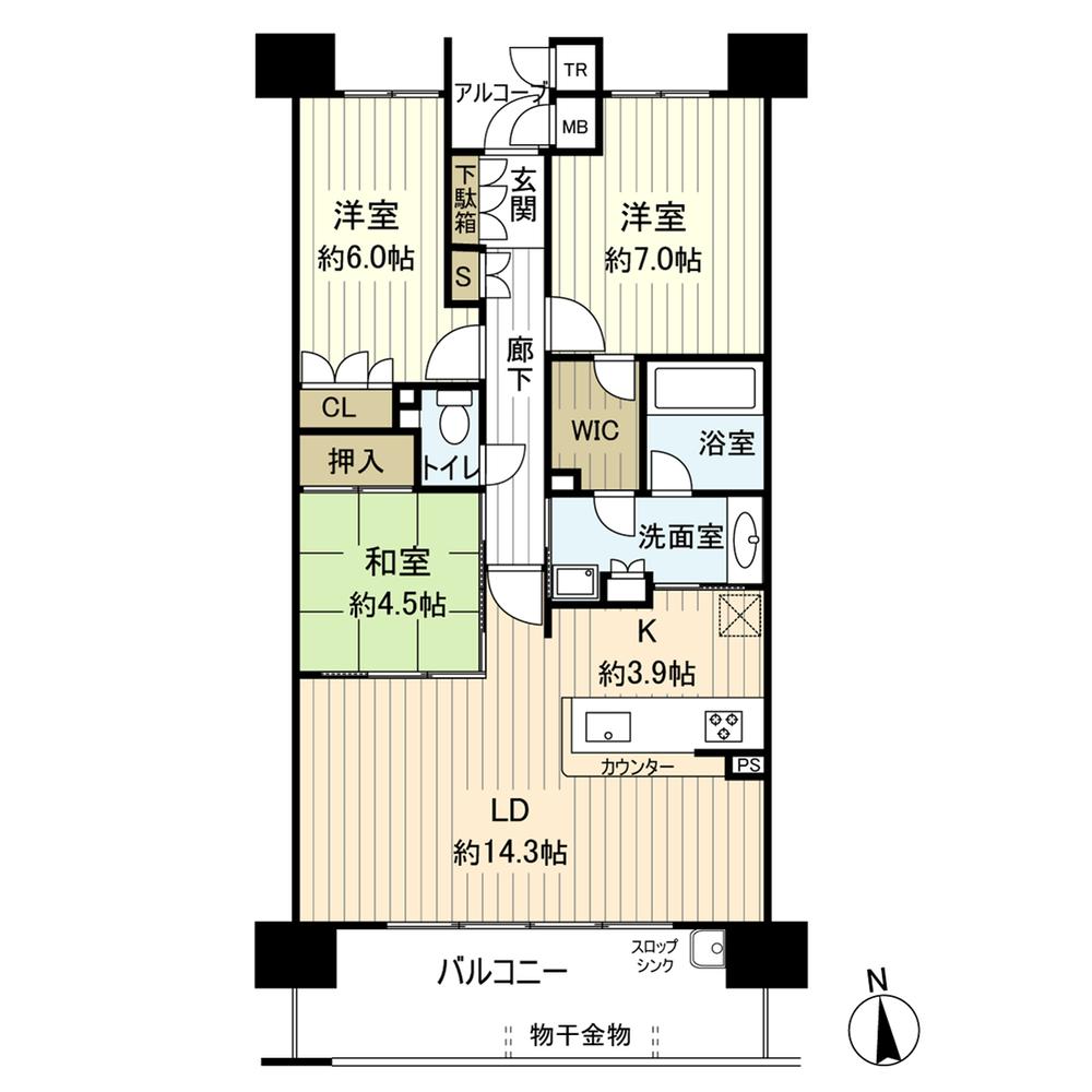 Floor plan. 3LDK + S (storeroom), Price 39,800,000 yen, Occupied area 80.37 sq m , Balcony area 13.6 sq m