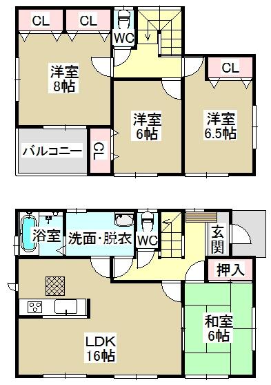 Floor plan. 36,900,000 yen, 4LDK, Land area 134.12 sq m , Building area 104.34 sq m