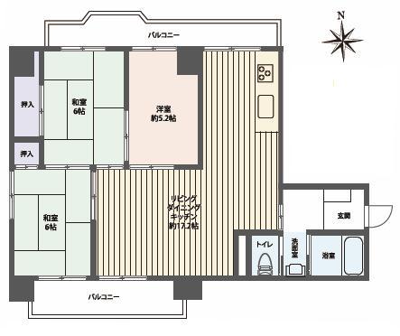Floor plan. 3LDK, Price 12 million yen, Occupied area 70.02 sq m , Balcony area 13.97 sq m   ■ 3LDK: of about 17.2 quire spacious LDK! !