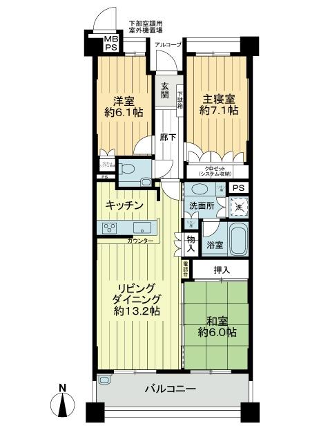 Floor plan. 3LDK, Price 31,900,000 yen, Occupied area 80.11 sq m , Balcony area 10.08 sq m floor plan