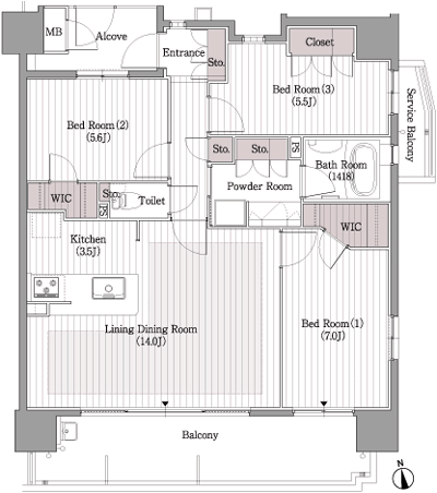 Floor: 3LDK + WIC, the occupied area: 79.03 sq m, Price: 37,580,000 yen ~ 41,480,000 yen