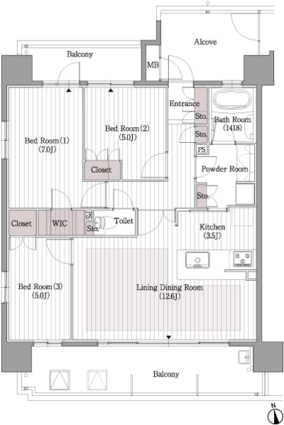 Floor: 3LDK + WIC, the occupied area: 73.95 sq m, Price: 33,980,000 yen ~ 38,780,000 yen