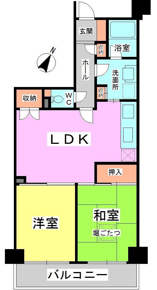 Floor plan. 2LDK, Price 12,980,000 yen, Footprint 54.3 sq m , Balcony area 7.83 sq m