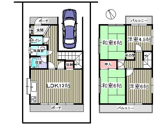 Floor plan. 24,800,000 yen, 4LDK, Land area 80.75 sq m , Building area 90.58 sq m