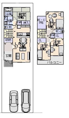 Building plan example (floor plan). Building plan example 4LDK, Land price 36,980,000 yen, Land area 148.83 sq m , Building price 20,520,000 yen, Building area 111.79 sq m