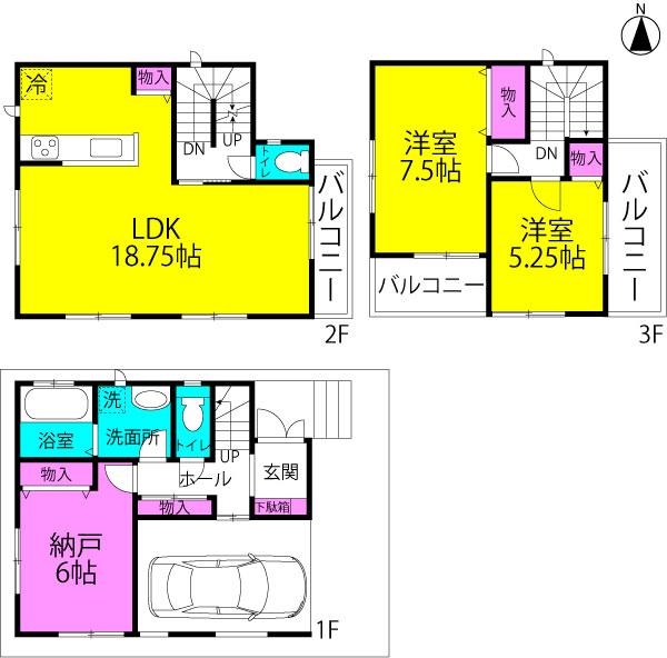 Floor plan. 32,800,000 yen, 3LDK + S (storeroom), Land area 65.62 sq m , Building area 104.97 sq m