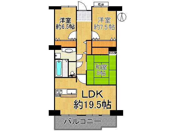 Floor plan. 3LDK, Price 27,800,000 yen, Occupied area 95.94 sq m , Balcony area 9.57 sq m