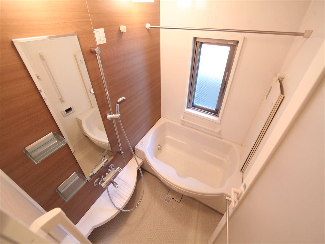 Bath. With reheating Bathroom with heating dryer bath With window