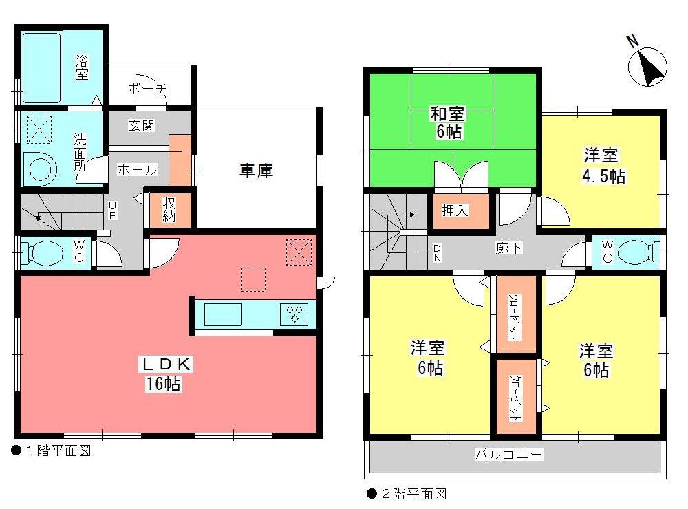 Floor plan. (1 Building), Price 38,900,000 yen, 4LDK, Land area 108.42 sq m , Building area 99.38 sq m