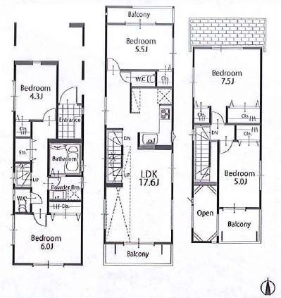 Floor plan. 34,800,000 yen, 5LDK, Land area 86 sq m , Building area 112.38 sq m floor plan