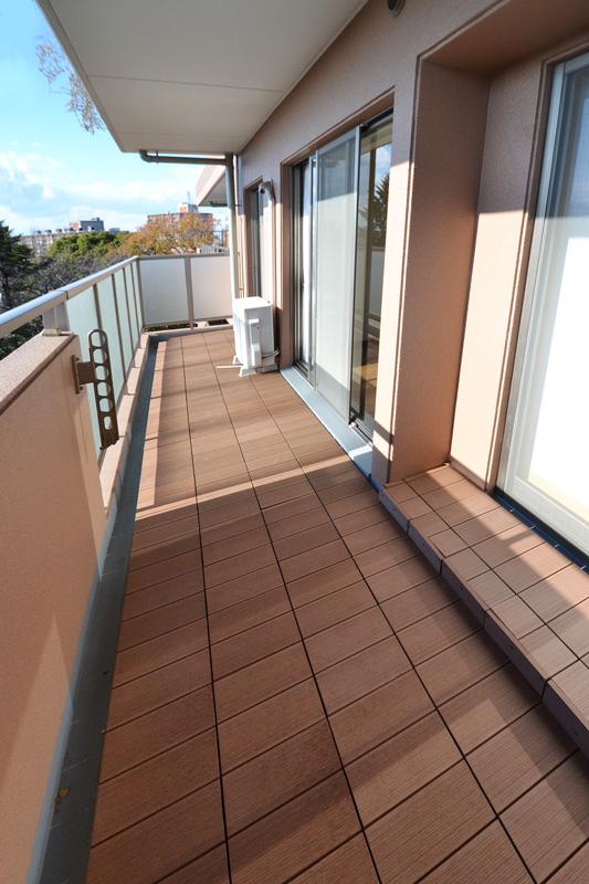 Balcony. Balcony equipped with a wood deck