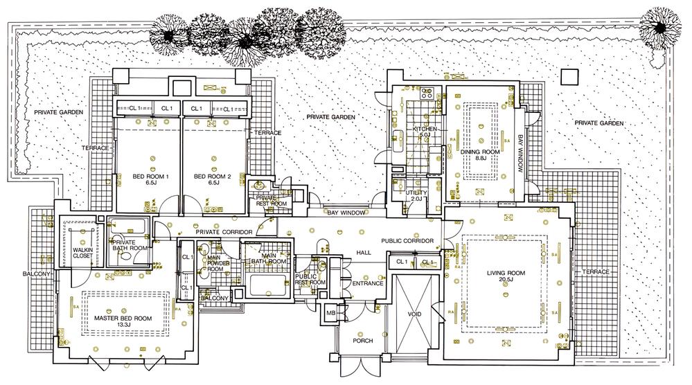 Floor plan. 3LDK, Price 60 million yen, Footprint 155.44 sq m , Balcony area 6.8 sq m