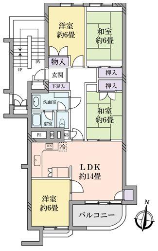Floor plan. 4LDK, Price 16.8 million yen, Occupied area 94.23 sq m , Balcony area 6.93 sq m
