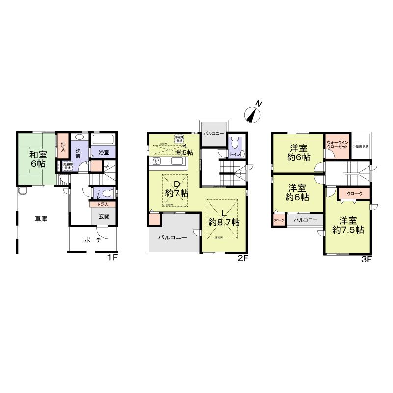 Floor plan. 49,800,000 yen, 4LDK + S (storeroom), Land area 100.19 sq m , Building area 122.96 sq m gross floor 122 sq m (37 square meters)