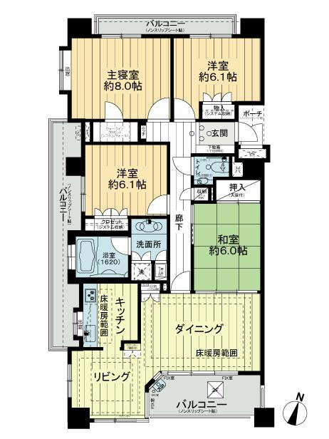 Floor plan. 4LDK, Price 38,900,000 yen, Footprint 101.42 sq m , Balcony area 17.76 sq m southwest angle room, 101.42 sq m , 4LDK, The master bedroom is 8 pledge, All rooms are 6 quires more.