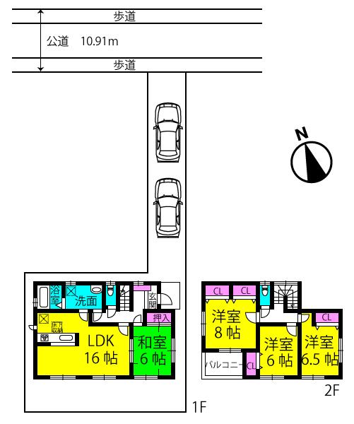 Floor plan. 36,900,000 yen, 4LDK, Land area 134.12 sq m , Building area 104.34 sq m