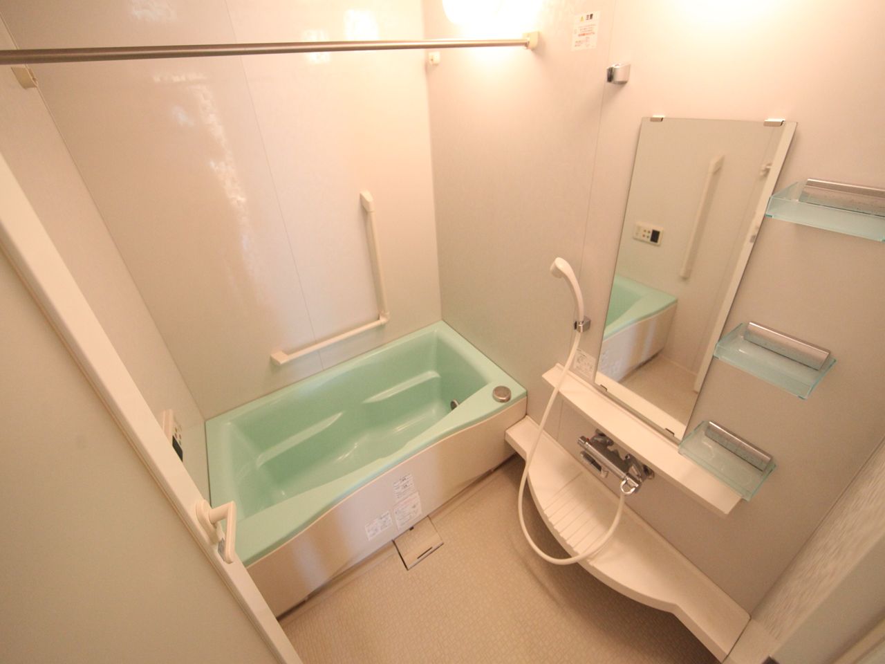 Bath. With reheating Bathroom with heating dryer bath