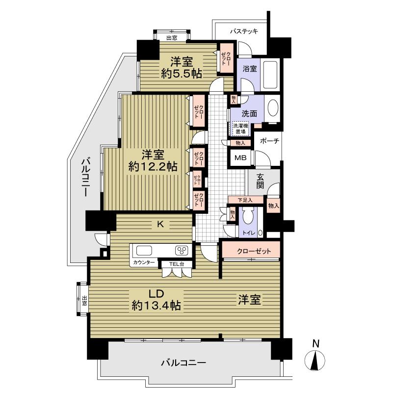 Floor plan. 3LDK, Price 38 million yen, Occupied area 92.85 sq m , Balcony area 30.33 sq m 3LDK