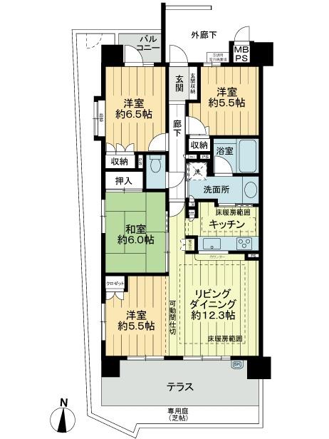 Floor plan. 4LDK, Price 28.8 million yen, Footprint 85 sq m , Balcony area 2.87 sq m floor plan