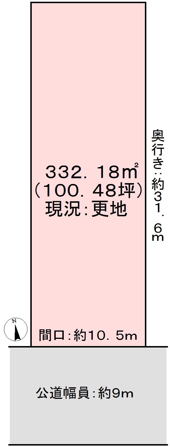 Compartment figure. Land price 69,800,000 yen, 10.5m and faces against a population of about between the land area 332.18 sq m front road width about 9m.