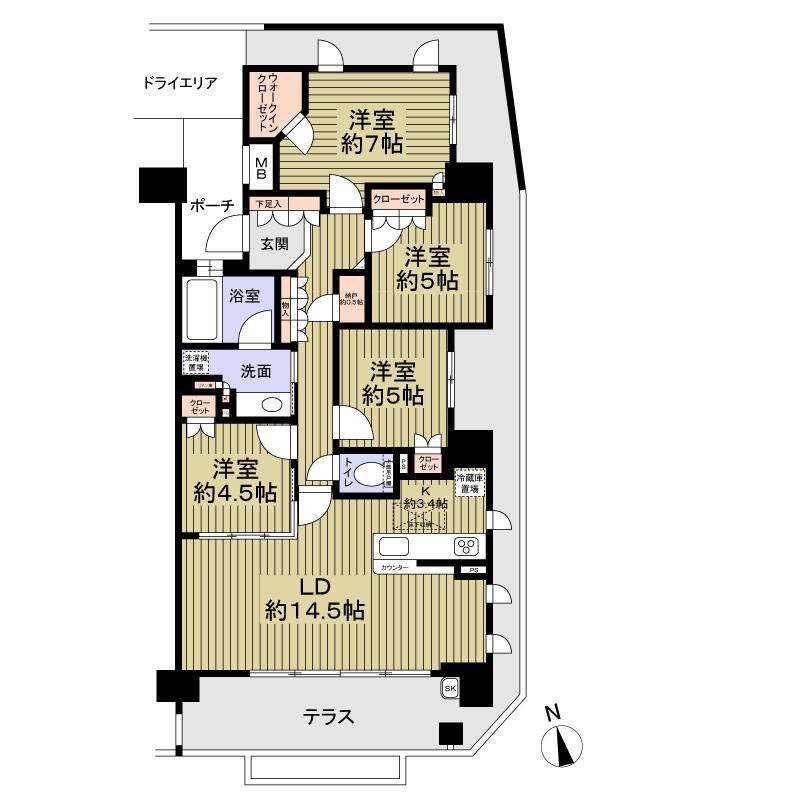 Floor plan. 4LDK, Price 44,900,000 yen, Occupied area 90.33 sq m footprint About 90.33 sq m  4LDK