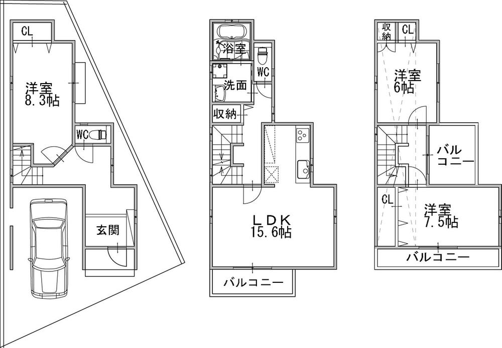 Floor plan. Price 37.5 million yen, 3LDK, Land area 79.2 sq m , Building area 117.76 sq m