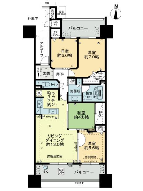 Floor plan. 4LDK, Price 38,900,000 yen, Occupied area 85.89 sq m , Balcony area 19.94 sq m floor plan.