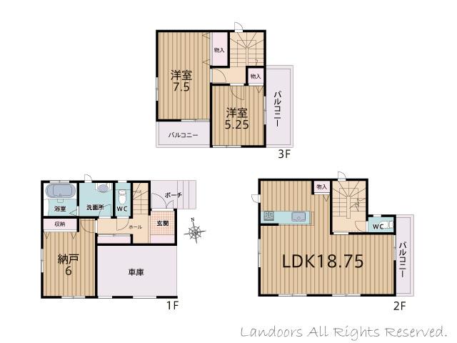 Floor plan. 32,800,000 yen, 3LDK, Land area 65.62 sq m , Building area 104.97 sq m floor plan