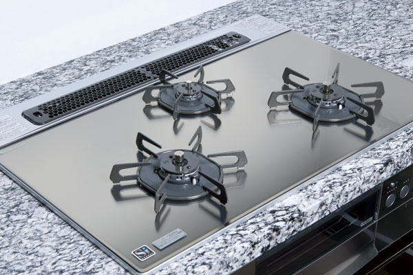 Kitchen.  [Silver mirror glass top stove] Heat-resistant glass is used for the top plate, Of course, beautiful in appearance, Easy to clean dirt is less likely to cake. Press ease and flat button is pursued simple panel design, etc., Detail is a gas stove can be seen sticking up (same specifications)