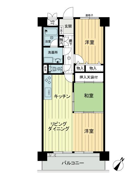Floor plan. 2LDK, Price 15.8 million yen, Footprint 66 sq m , Balcony area 8.52 sq m 66 sq m , 6 floor. 2LDK. Good view.
