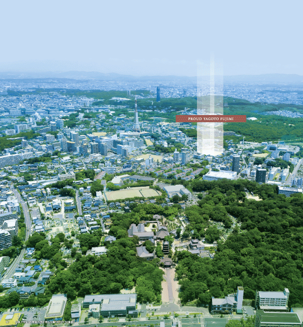 Surrounding environment. Which was subjected to a CG processing to Aerial views of the local district (July 2013 shooting) than Yagoto sky, In fact a slightly different