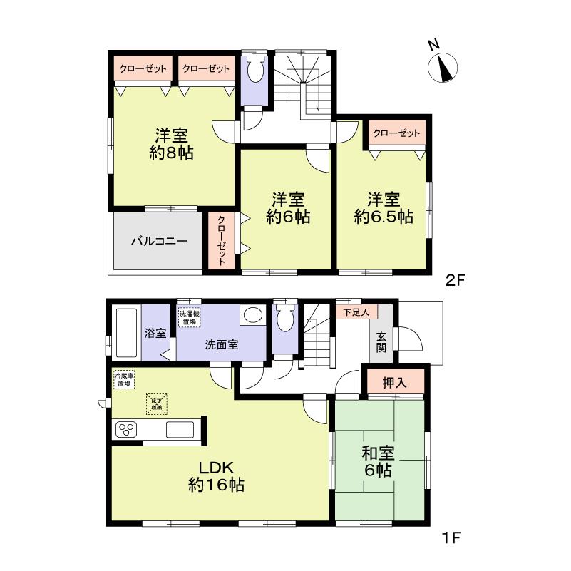 Floor plan. 36,900,000 yen, 4LDK, Land area 134.12 sq m , Building area 104.34 sq m