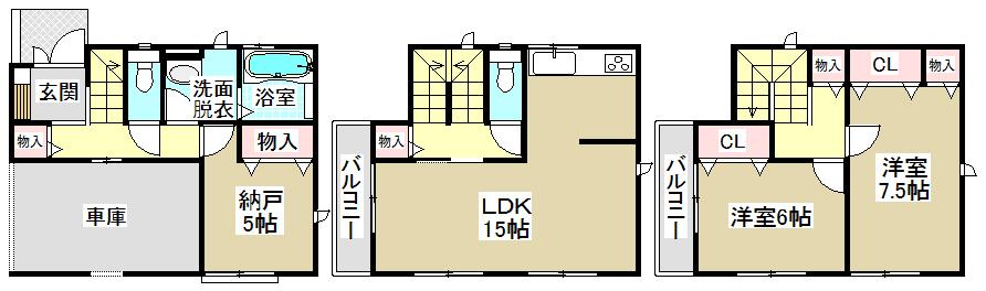 Floor plan. 31,900,000 yen, 3LDK, Land area 68.63 sq m , Building area 105.19 sq m