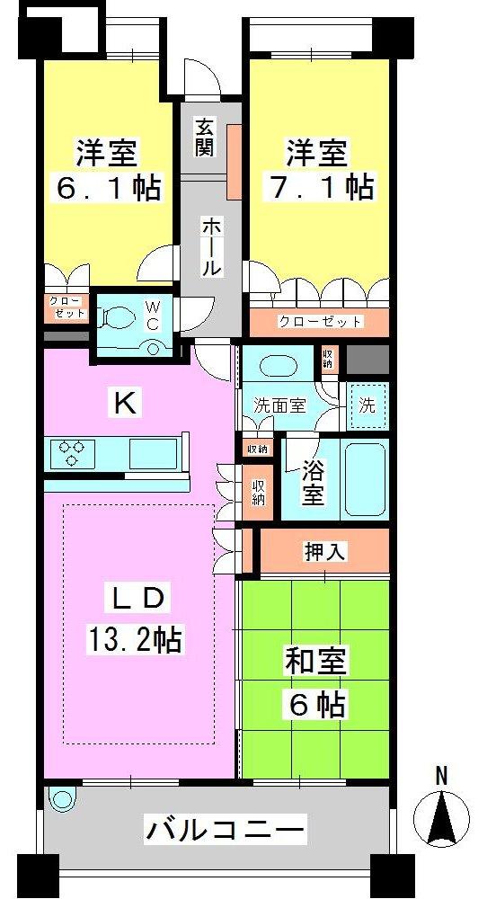 Floor plan. 3LDK, Price 31,900,000 yen, Occupied area 80.11 sq m , Balcony area 10.08 sq m