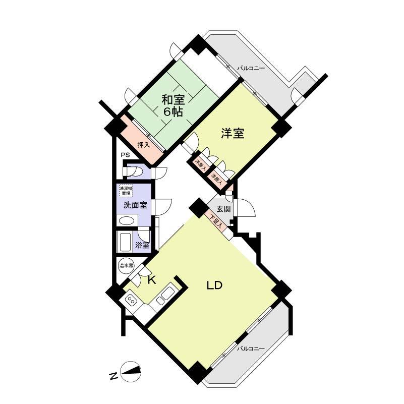 Floor plan. 2LDK, Price 16.8 million yen, Occupied area 82.69 sq m , Balcony area 12.52 sq m 2LDK