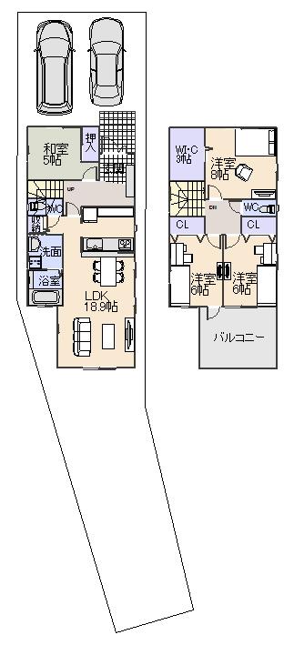 Building plan example (floor plan). Building plan example (west section) 4LDK, Land price 29,280,000 yen, Land area 176.82 sq m , Building price 20,520,000 yen, Building area 109.49 sq m