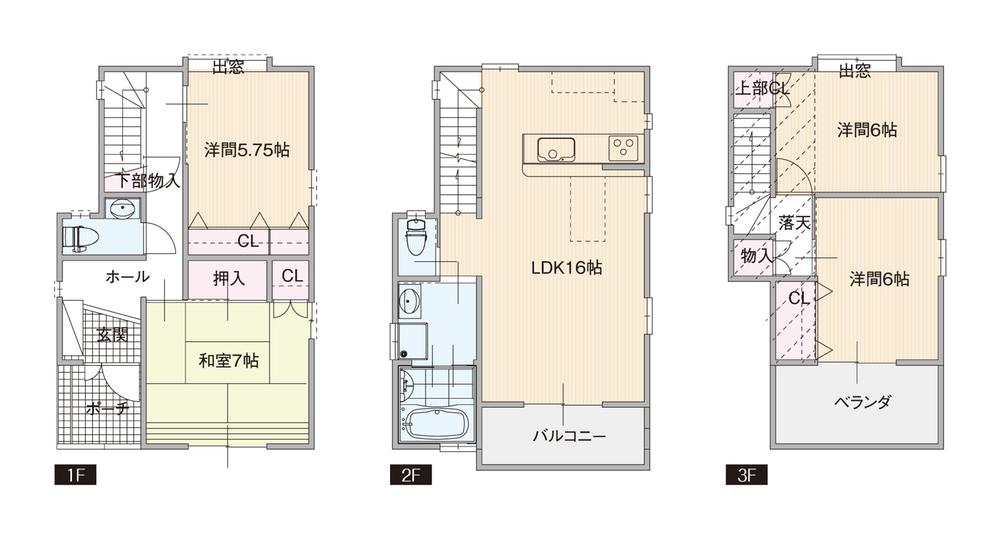 Building plan example (floor plan). Building plan example (A section) 4LDK, Land price 27,590,000 yen, Land area 113.28 sq m , Building price 21,910,000 yen, Building area 104.34 sq m