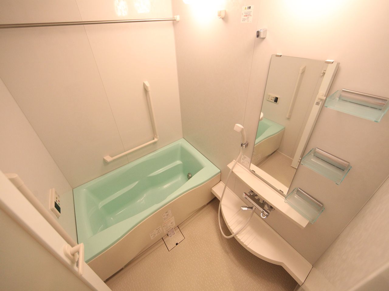 Bath. With reheating Bathroom with heating dryer bath