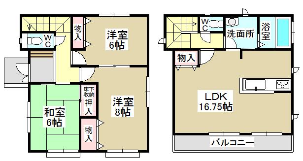 Floor plan. 32,800,000 yen, 3LDK, Land area 129 sq m , Building area 88.62 sq m