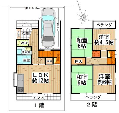 Floor plan. 24,800,000 yen, 4LDK, Land area 80.75 sq m , Building area 90.58 sq m