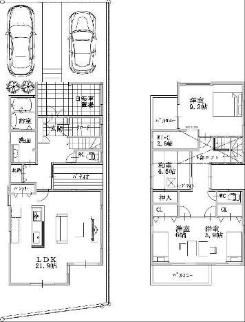 Floor plan. 64,800,000 yen, 4LDK + S (storeroom), Land area 153.11 sq m , Building area 136.88 sq m