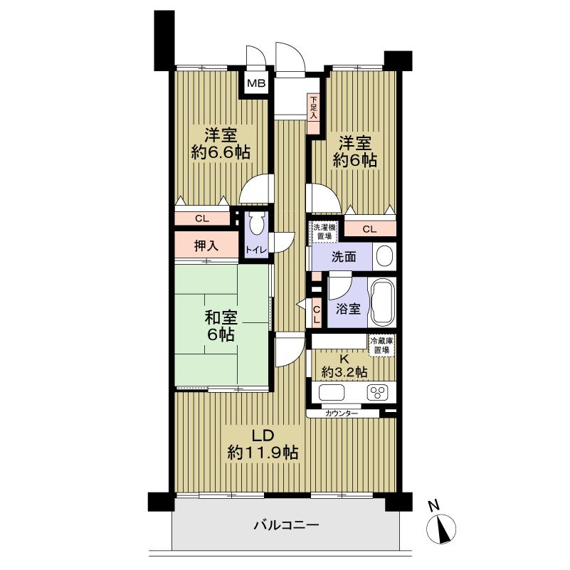 Floor plan. 3LDK, Price 21.5 million yen, Occupied area 75.84 sq m , Balcony area 10.24 sq m 3LDK