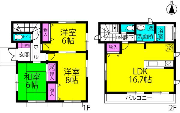 Floor plan. 32,800,000 yen, 3LDK, Land area 129 sq m , Building area 88.62 sq m